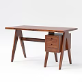 Minimalist Black Wooden Desk With Two Drawer Cabinet And Tapered Legs