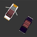 Two Model Cars In Red White And Blue With Convertible Design And Red Seats