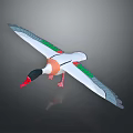 Lifelike Flying Duck Model With White Body Green Wings And Red Beak