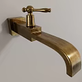 Brass Wall Mounted Faucet With Curved Spout And Vintage Handle Design