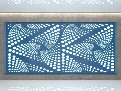 Modern Decorative Background Wall With Blue White Dot Geometric Art Design And Gray Frame 3d model