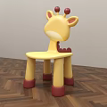 Giraffe Shaped Yellow Children's Chair With Red Ears And Feet For Kids