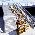 Cartoon Themed Photo Spot With Decorated Stairs Fun Characters And Escalator Area
