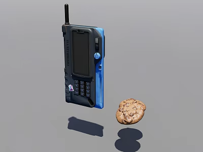 Rugged Industrial Blue Handheld Terminal With Antenna Screen And Keypad Design 3d model