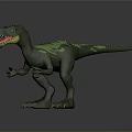 Green Carnivorous Dinosaur Character With Yellow Open Mouth And Spotted Skin