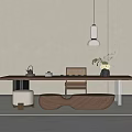 Modern Tea Table and Chair Tea Table and Chair Combination 3d model