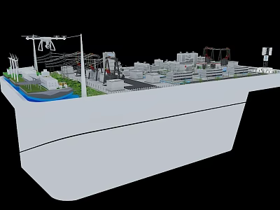 Detailed Sand Table Model With Wind Turbines Power Facilities And Buildings Layout Design 3d model