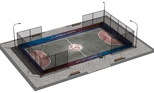 Small football field Modern football field 3d model