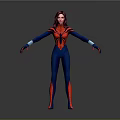 Woman In Blue And Red Spider Man Bodysuit With Mask And Spider Emblem