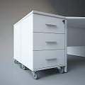 Modern Hexagonal Office Desk With Drawers Cabinets And Structure Diagram 3d model