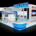 White Blue Biotechnology Exhibition Booth With Intelligent Health Detection Displays And Plants