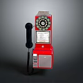 Vintage Red Payphone With Rotary Dial Coin Slot Handset And Local Calls Label