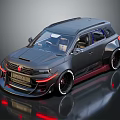 Aggressive Black SUV With Sporty Design Modified Body Red Accents And Large Alloy Wheels