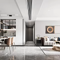 Modern Elegant Living Dining Room Interior Design With Sofa Coffee Table TV And Decorative Art