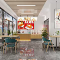 Modern Duck Restaurant Interior Featuring Wooden Ceiling Pendant Lights Green Gray Chairs And Large Windows