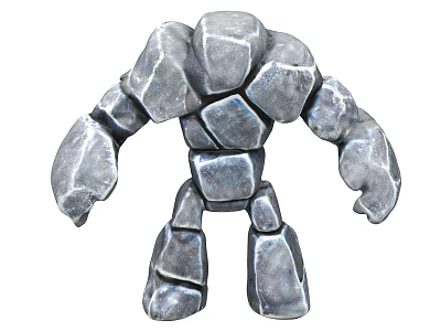 Stone Golem Creature Humanoid Form Constructed From Rough Stone Pieces 3d model