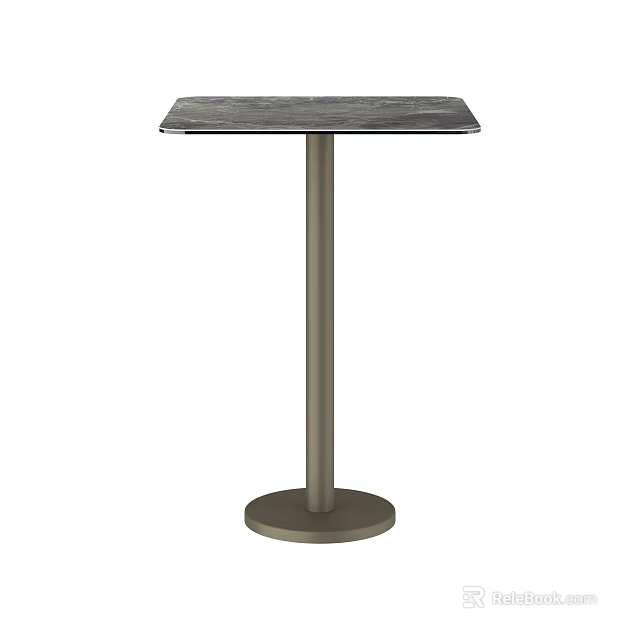 Modern Bar Counter With Sleek Stone Top Metal Stand And Round Base 3d model 