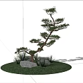 Ornamental Arbor in Circular Grass Area With Rocks and Cloudy Sky