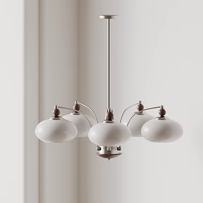 Elegant Modern Chandelier With White Shades And Metal Arms For Interior Design 3d model