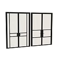 Modern Black Frame Double Doors Featuring Vertical Striped Glass for Home Interior