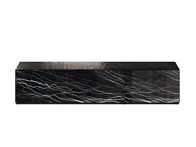 Modern Black Marble TV Stand With Sleek Textured Surface And Storage Cabinets 3d model