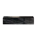 Modern Black Marble TV Stand With Sleek Textured Surface And Storage Cabinets