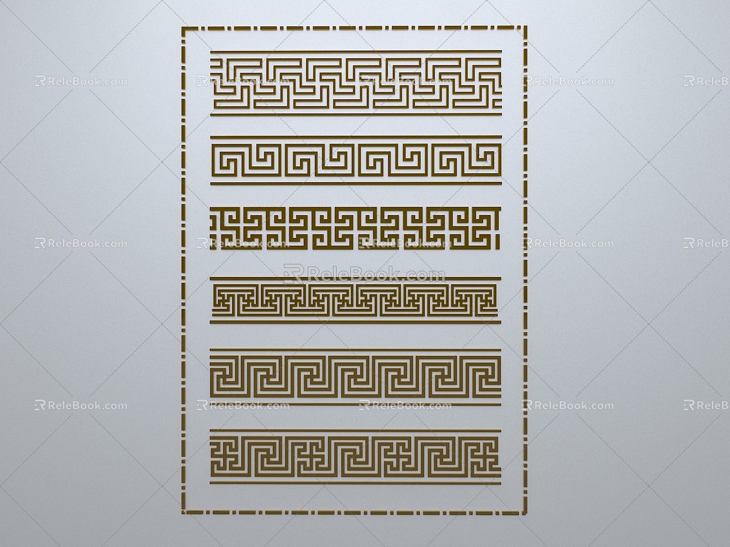 Chinese-style window grilles line silhouette pane window sill border engraved window edge strip construction 3d model