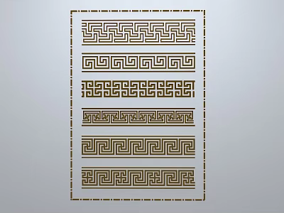Chinese-style window grilles line silhouette pane window sill border engraved window edge strip construction 3d model