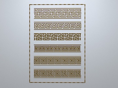 Chinese-style window grilles line silhouette pane window sill border engraved window edge strip construction 3d model