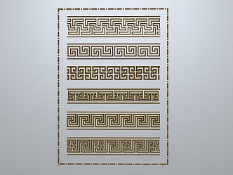 Chinese-style window grilles line silhouette pane window sill border engraved window edge strip construction 3d model