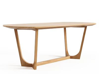 Modern Wooden Dining Table With Unique Curved Legs And Sleek Surface Design 3d model