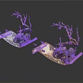 Artistic Scroll Decorative Components With Rock Bases And Colored Branches