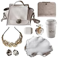 Elegant Decorative Accessory Collection With Coffee Cup Mini Bag Gold Headband Perfume Bottle And Tray