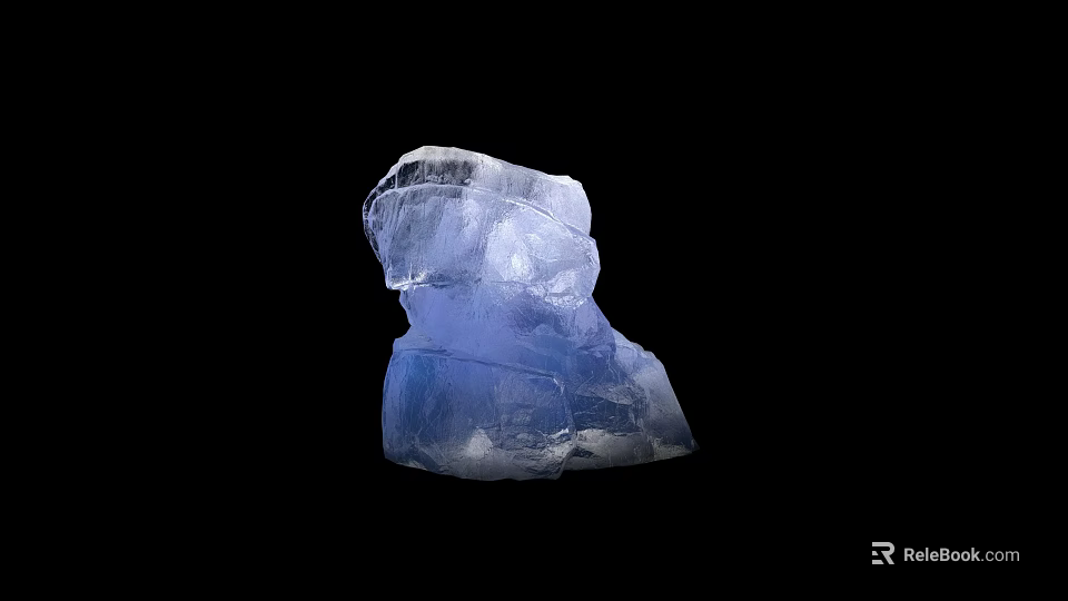 Natural Blue Transparent Stone And Wood Crafted Art Piece On Black Background 3d model 