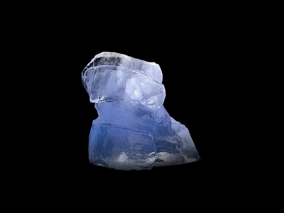 Natural Blue Transparent Stone And Wood Crafted Art Piece On Black Background 3d model