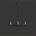 Classic Iron Chandelier With Wooden Top And Candle Shaped Lights