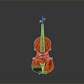 Wooden Violin With Orange Finish And Black Strings For Daily Living