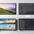 Multiple Televisions Wall Mounted And Stand Models With Scenic Mountain Lake Views And Dark Screens