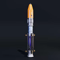 Commercial Rocket Equipment With Orange Top Silver Body And Blue Structural Components