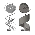 Modern Spiral Staircase Interior With Glass Railing Metal Structure And Lighting