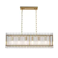 Modern Gold Frame Rectangular Glass Chandelier With Vertical Strips For Home Interior 3d model
