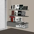 Modern Wall Mounted Bookshelf With Books Lamp Decorative Items And Small Plant