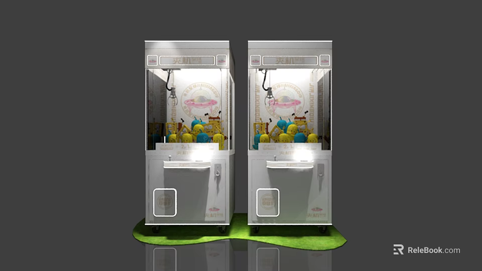 Interactive Zone Featuring Two Claw Machines With Colorful Balls And Transparent Front Panels 3d model 