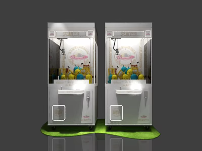 Interactive Zone Featuring Two Claw Machines With Colorful Balls And Transparent Front Panels 3d model