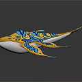 Vibrant Mythical Whale Creature With Yellow Blue Intricate Patterns And Wing Like Fins
