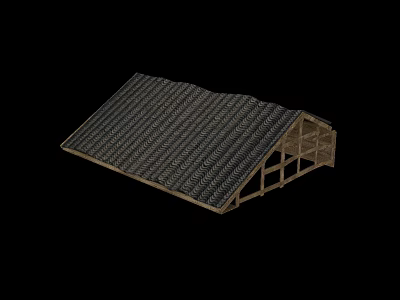 Structural Roof Component With Tile Covering And Wooden Frame Support 3d model