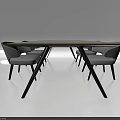 Modern Dining Table Set With Light Top Grey Chairs And Black Legs 3d model