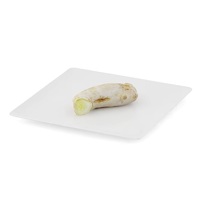 Fresh Yam Cut Open on White Square Plate Showing White Interior 3d model