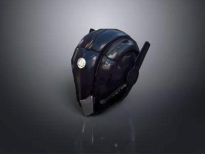 Futuristic Black Tactical Weapon With Metallic Surface Circular Emblem And Side Protrusion Design 3d model
