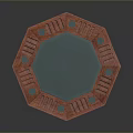Octagonal Wooden Table with Blue Surface and Circular Dots Decorations on Three Legged Base